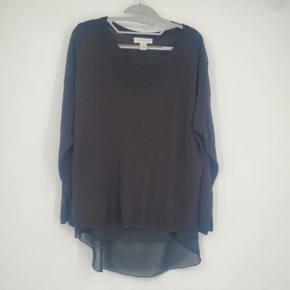 Christopher & Banks Blouse Women's XL Black Lined 3/4 Sleeve Top